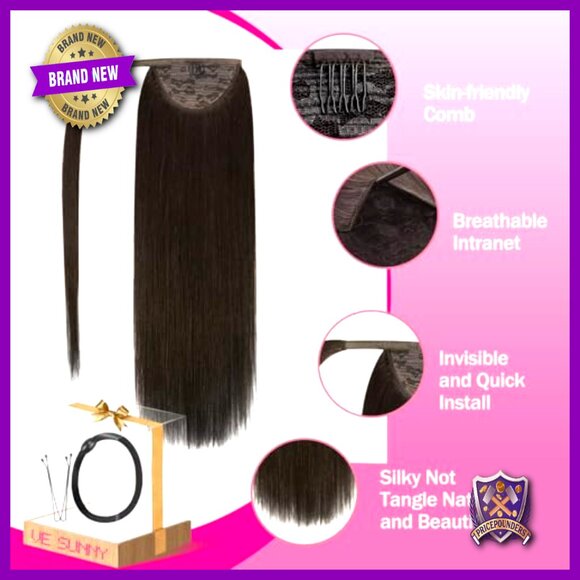 16 Inch Remy Human Hair Ponytail Extension Wrap Around 80g main image 4
